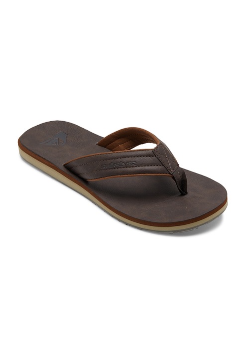 QUIKSILVER, Papuci flip-flop din piele ecologica Carver, Maro inchis