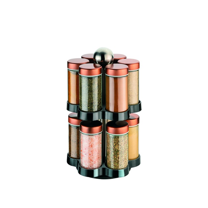 Комплект за подправки на стойка Brio Copper Collection,12 броя