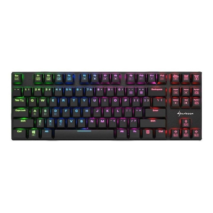 Клавиатура Gaming Sharkoon 4044951021529, RGB осветление, с кабел, черна, механична, EN