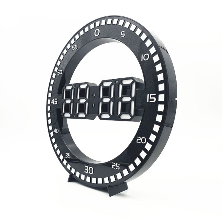 3D LED Kreatív Falióra DS-3688L Nagy Képernyő Ugráló Másodpercekkel Fehér