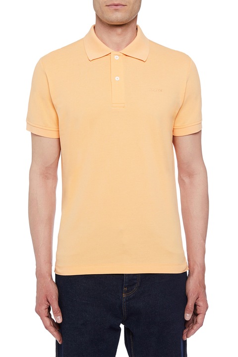 Geox, Tricou polo din pique cu logo mic brodat, Portocaliu pal, M