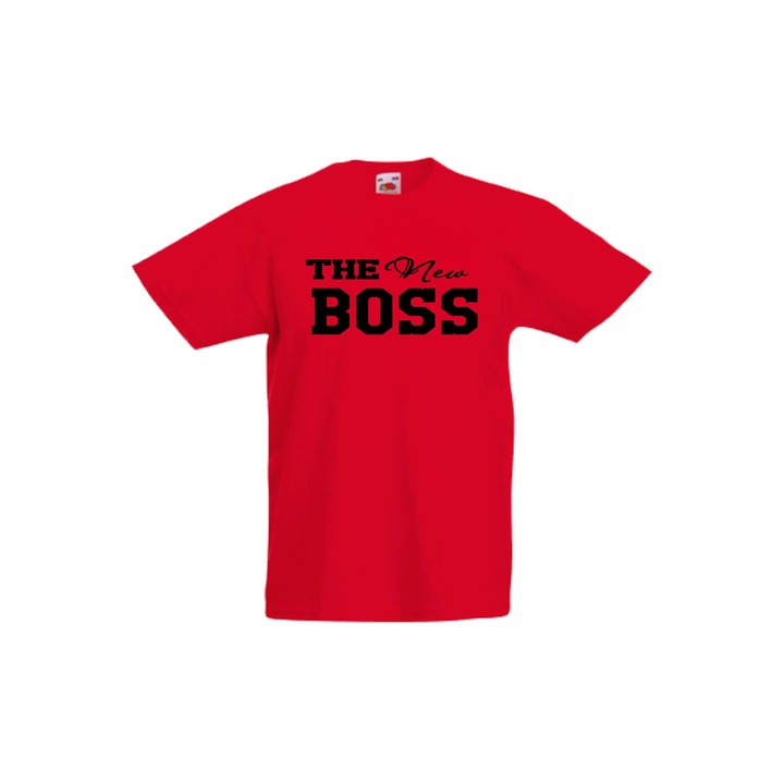 Tricou copii, TraLaLa, Bumbac, Boss Family, Rosu, 2XL, 14-15 ani (164-176)