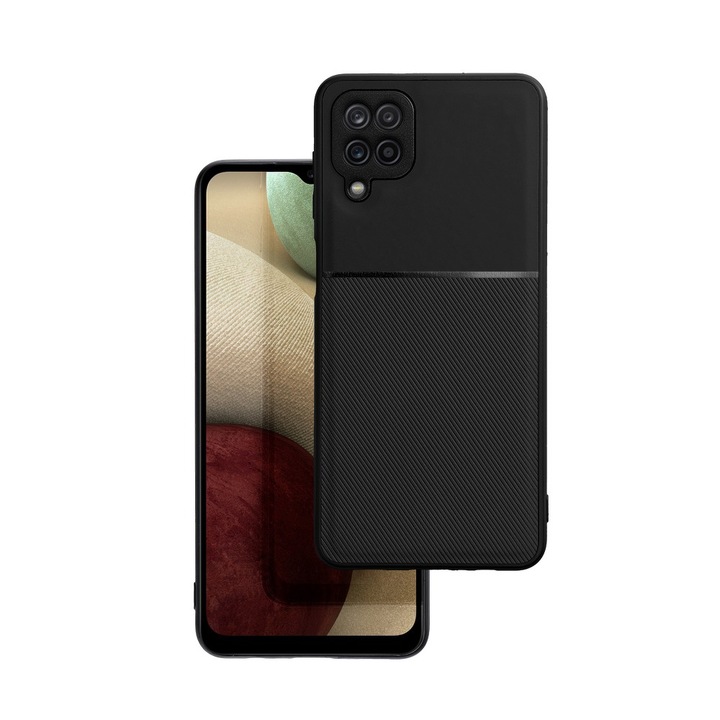 Forcell Noble szilikon + műanyag hátlapvédő telefontok - Samsung Galaxy A12, Fekete