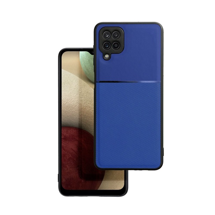 Samsung Galaxy A12 / A12 Nacho / M12 kompatibilis hátlap tok, telefon tok, stílusos, kék, Noble Case