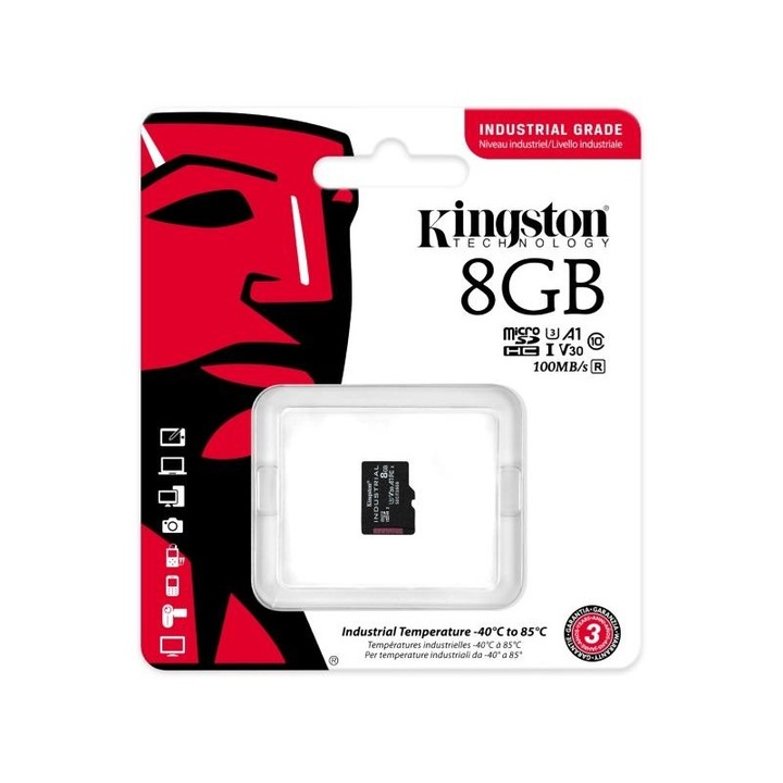 Kingston 8gb sd micro industrial (sdhc class 10 a1) (sdcit2/8gbsp) memória kártya