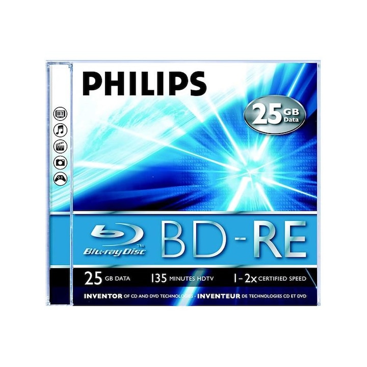 Philips bd-re25 25gb 2x újraírható blu-ray lemez
