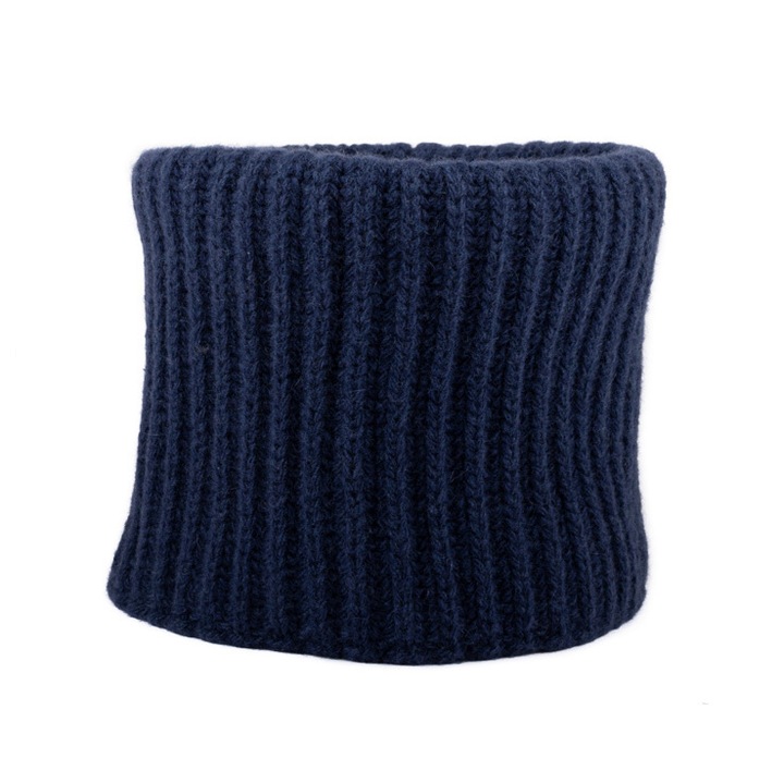 Fular circular pentru femei din mix de casmir si lana merinos, albastru