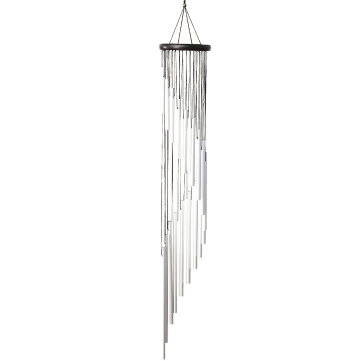 Clopotei vant, Aluminiu, 18 Tuburi, 90 cm, Argintiu