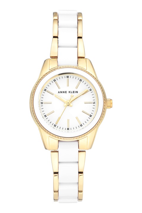 Anne Klein, Ceas quartz de otel inoxidabil, Auriu, Alb