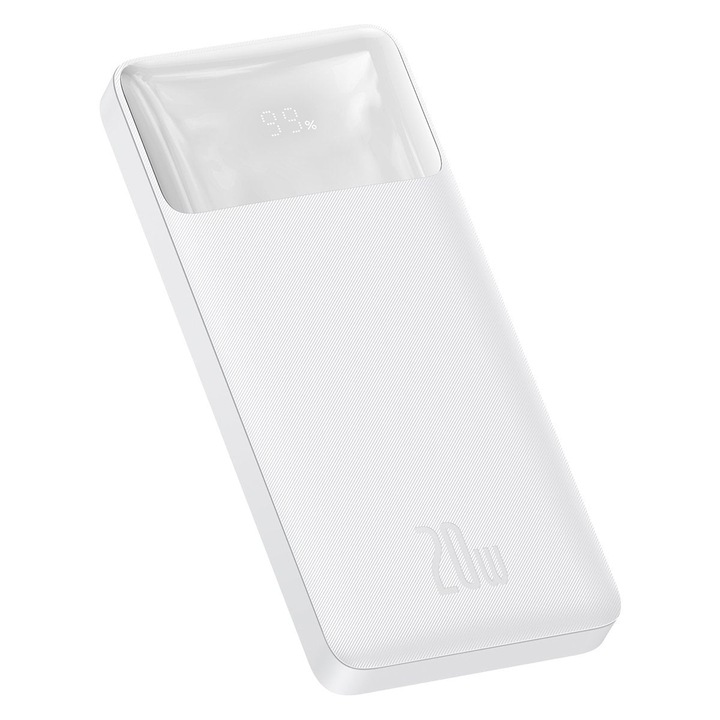 Преносима батерия Baseus Bipow 20000mAh, 2xUSB, USB-C, 20W, Бял