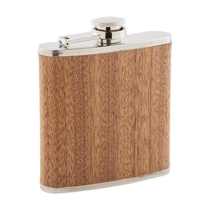 Бутилка от неръждаема стомана и дърво метал, 170 ml, за изискани напитки