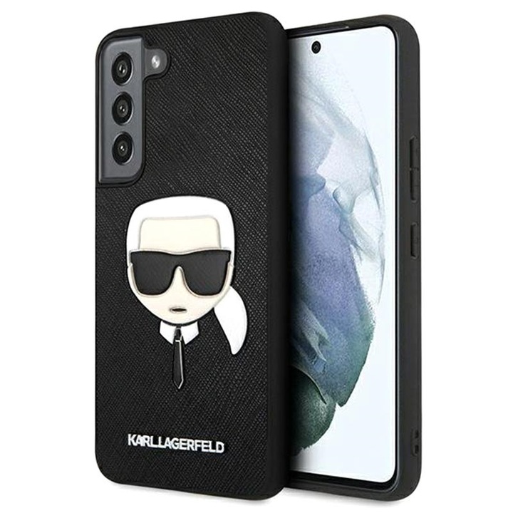Husa Karl Lagerfeld Compatibila Cu Samsung Galaxy S22+ Plus, Saffiano Ikonik Karls Head, Negru - 45487