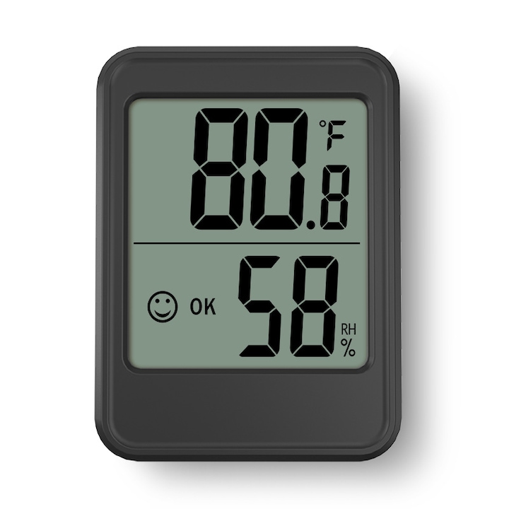 Termometru si higrometru digital de camera portabil, Indicator umiditate, negru