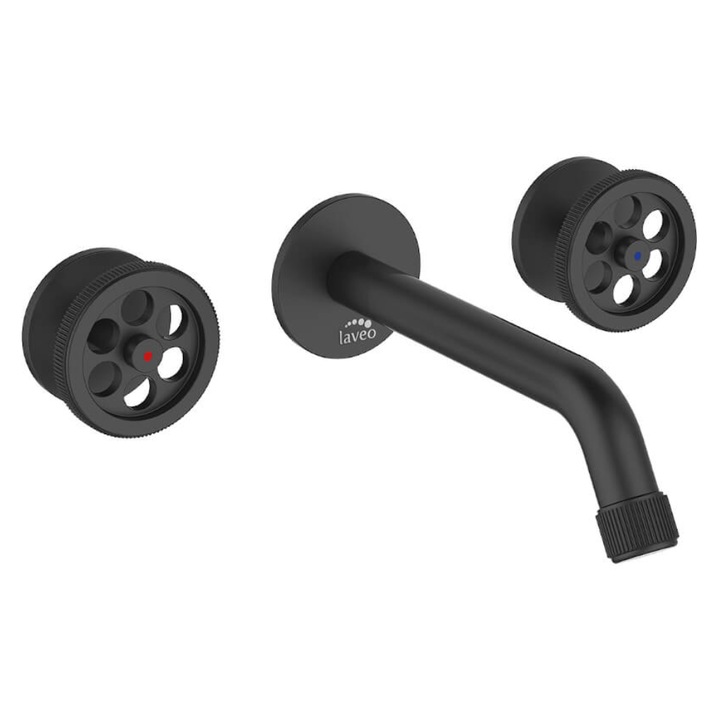 Falra szerelhető mosdócsaptelep Fali BAU722P, matt fekete kivitelben