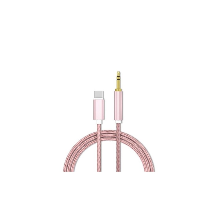 Cablu audio cu mufa Type-C la Jack 3.5 mm, 1 metru, Roz