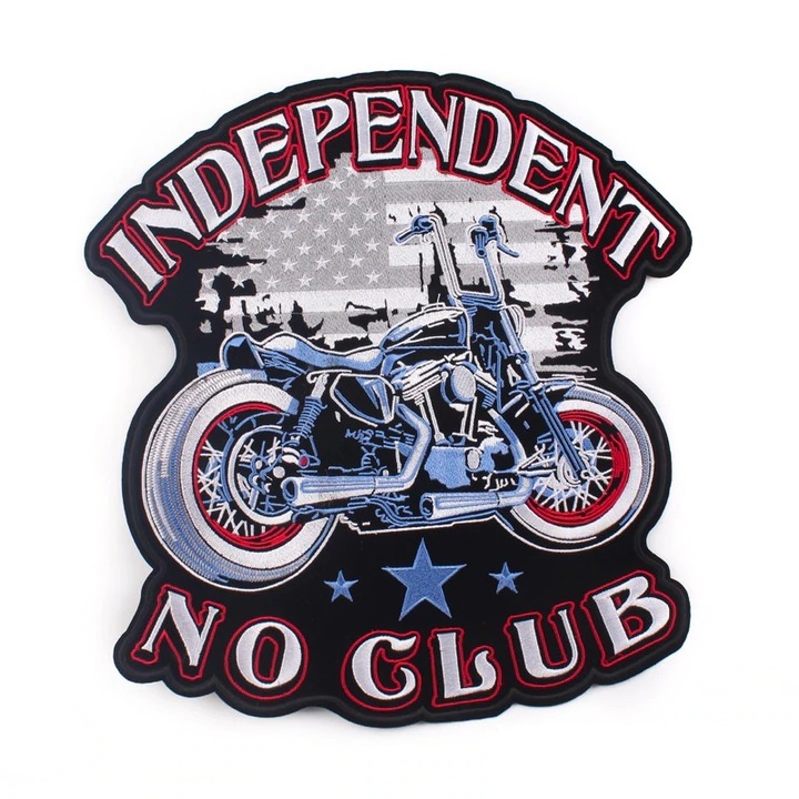 Petic textil brodat motociclisti, Independent No club, 28.1x29.8 cm