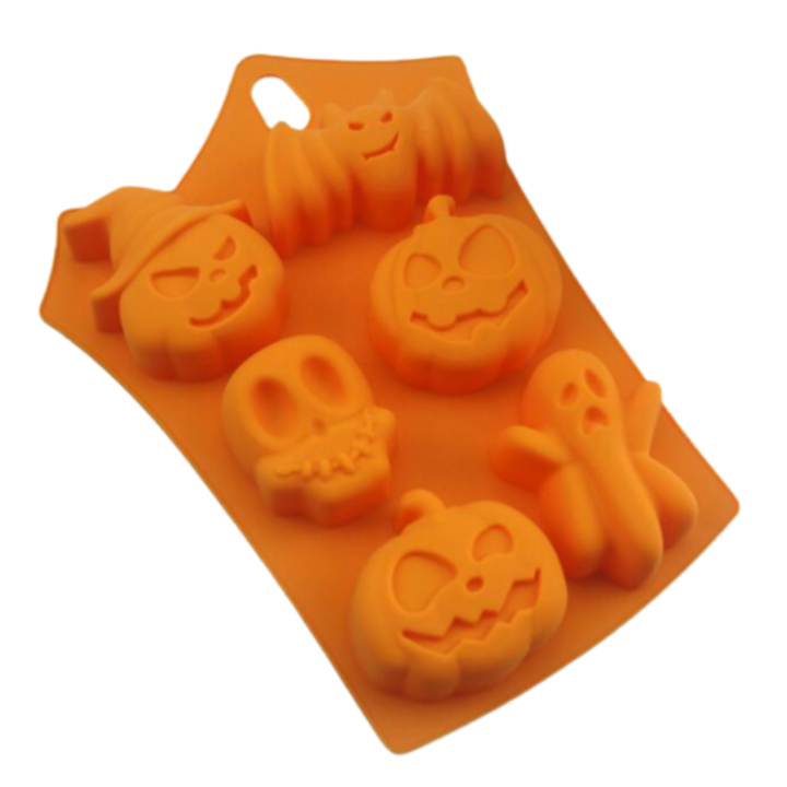 Forma de copt tematica Halloween Recko®, pentru prajituri, tarte, fursecuri, briose, silicon, portocaliu