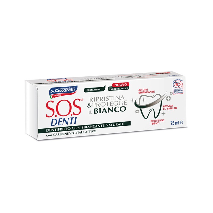 Fogkrém a természetes fehérség helyreállítására és védelmére, 75 ml, SOS Denti