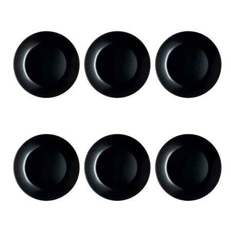 Set 6 farfurii intinse, negre, Arcopal, 18 cm