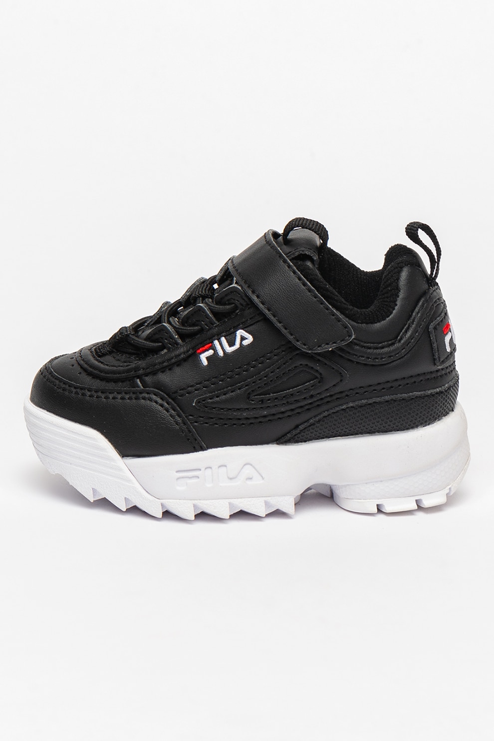 Fila, Спортни обувки Disruptor от еко кожа с контрастно лого, Черен, 19 ...