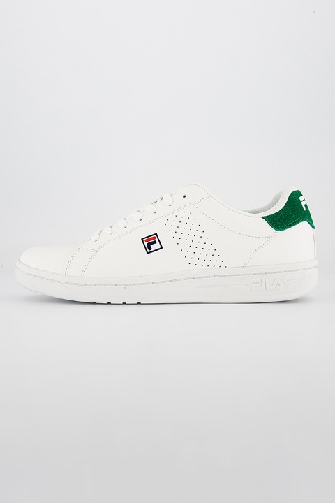 Fila, Crosscourt 2 műbőr sneaker hímzett logóval, Fehér/Zöld