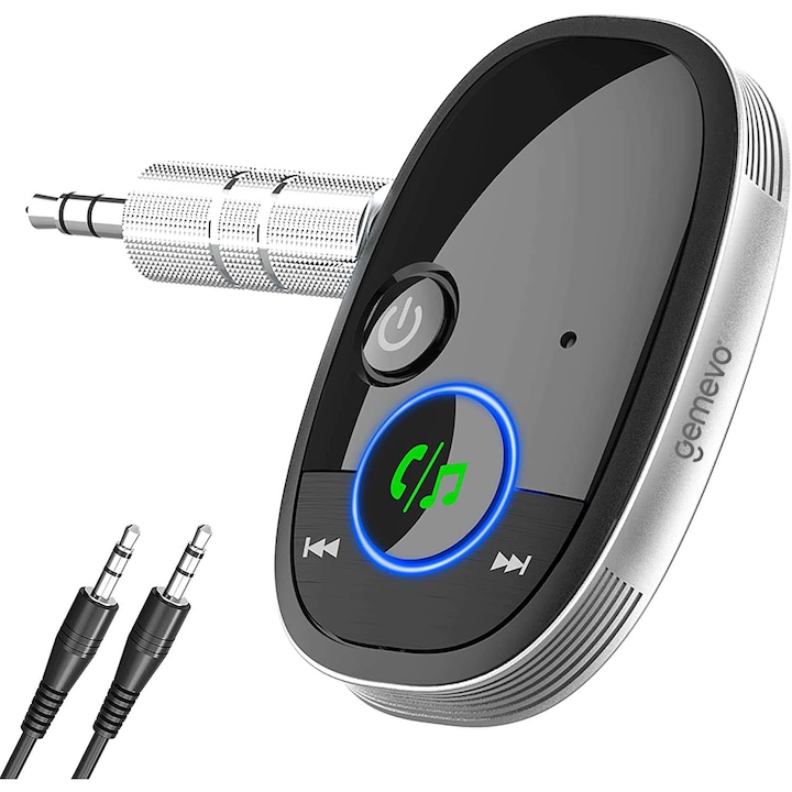 Adaptor Bluetooth Gemevo®, Receiver audio 5.0 cu functie de transmitator auto pentru orice tip de masina, Jack 3.5mm, Culoare Negru