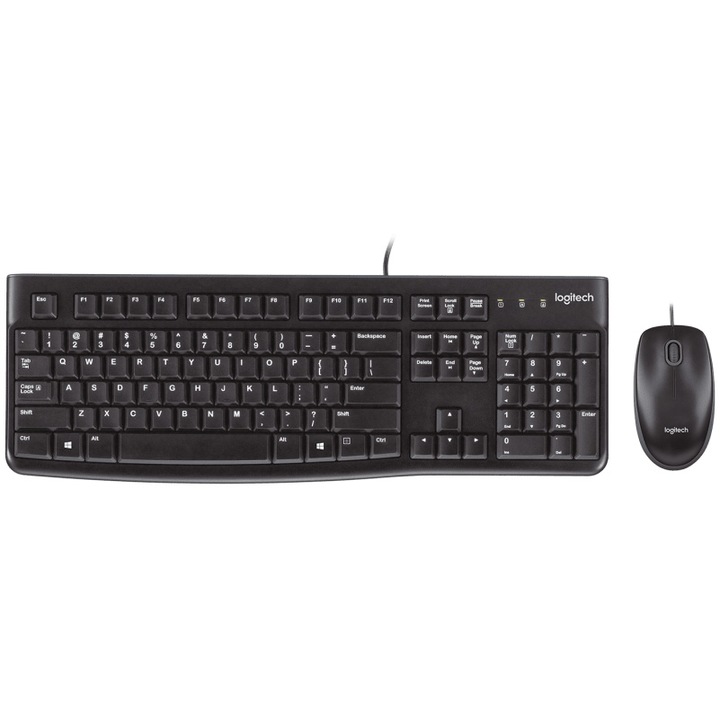 Комплект клавиатура и мишка Logitech MK120, Черен