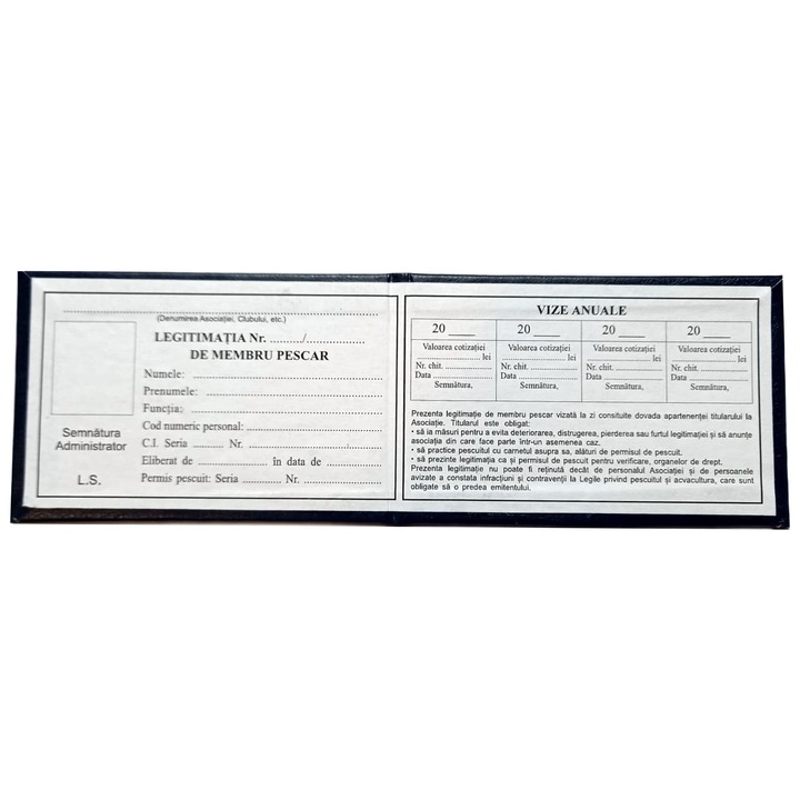 Set 10 Legitimatii de membru pescar, Legitimatii pentru asociatii, cluburi