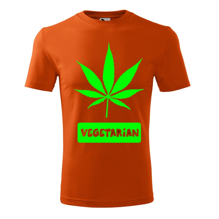 Tricou Barbat, Personalizat "Vegetarian", Portocaliu, Marime XXL