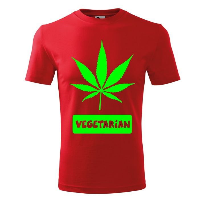Tricou Barbat, Personalizat "Vegetarian", Rosu, Marime XL