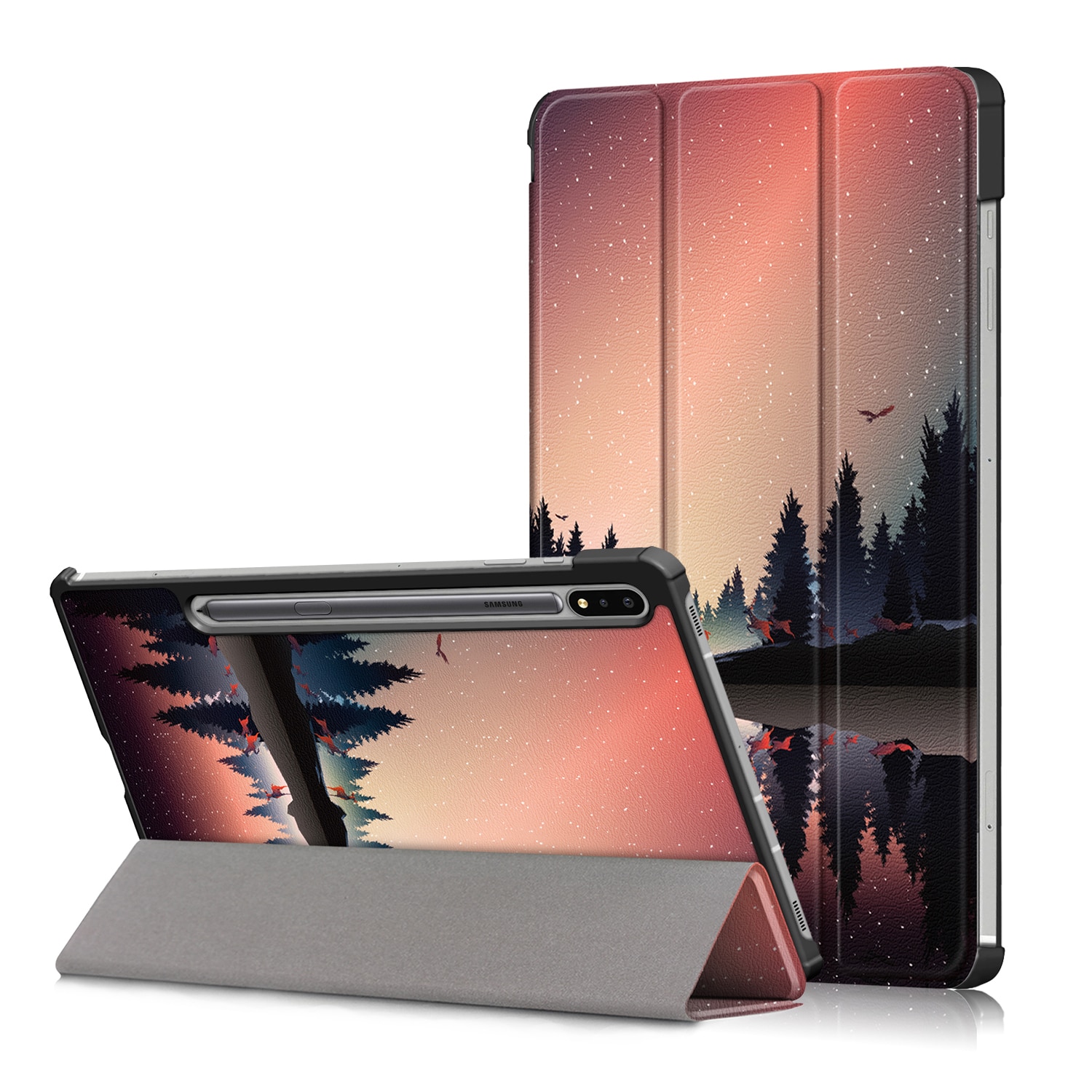 Husa de protectie premium Natty Pell, Compatibila cu Samsung Galaxy TAB S7 (SM-T870/SM-T875) - Forest