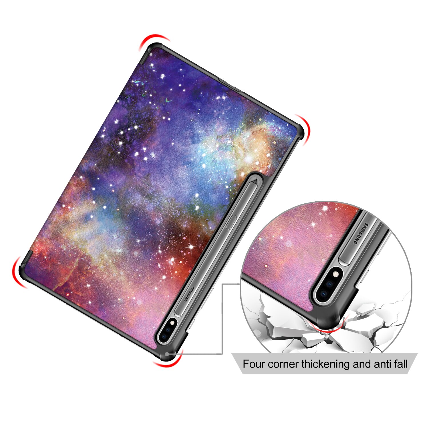 Husa de protectie premium Natty Pell, Compatibila cu Samsung Galaxy TAB S7 (SM-T870/SM-T875) - Stars