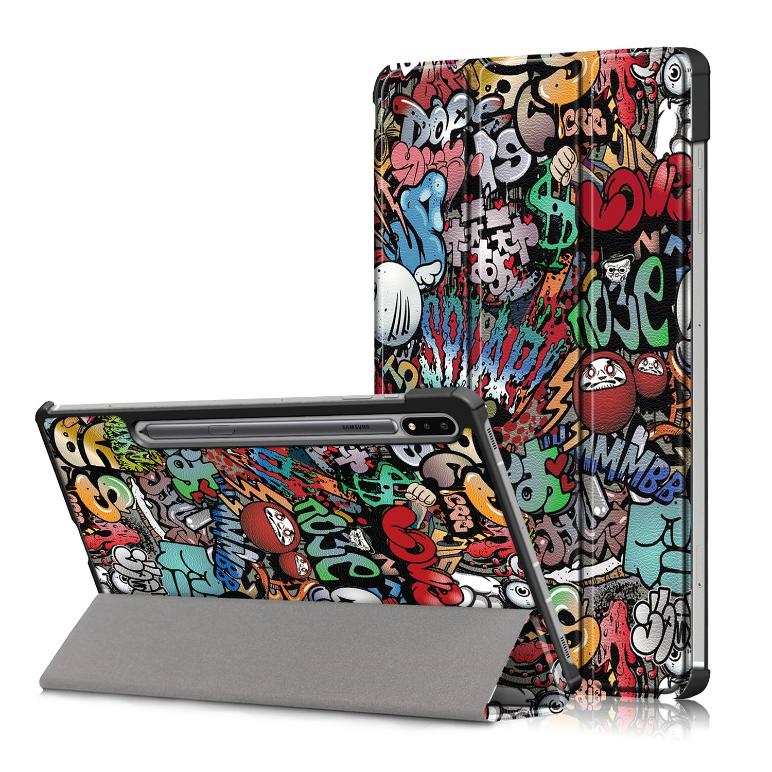 Husa de protectie premium Natty Pell, Compatibila cu Samsung Galaxy TAB S7 (SM-T870/SM-T875) - Graffiti