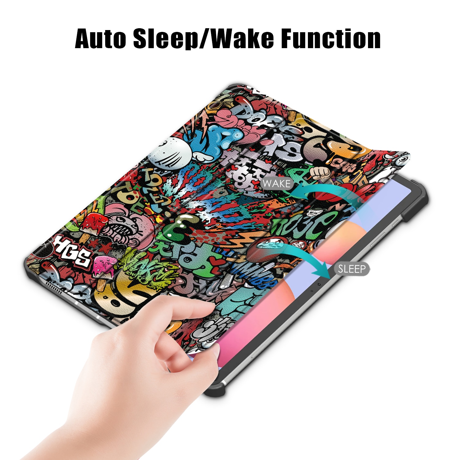 Husa de protectie premium Natty Pell, Compatibila cu Samsung Galaxy TAB S7 (SM-T870/SM-T875) - Graffiti
