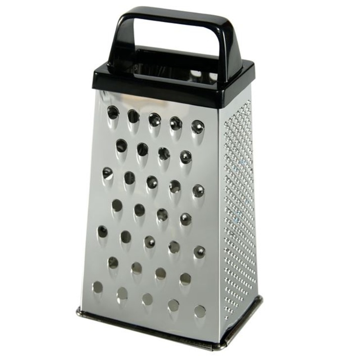 Razatoare metalica cu 4 suprafete diferite, Negru, Argintiu, 17 cm