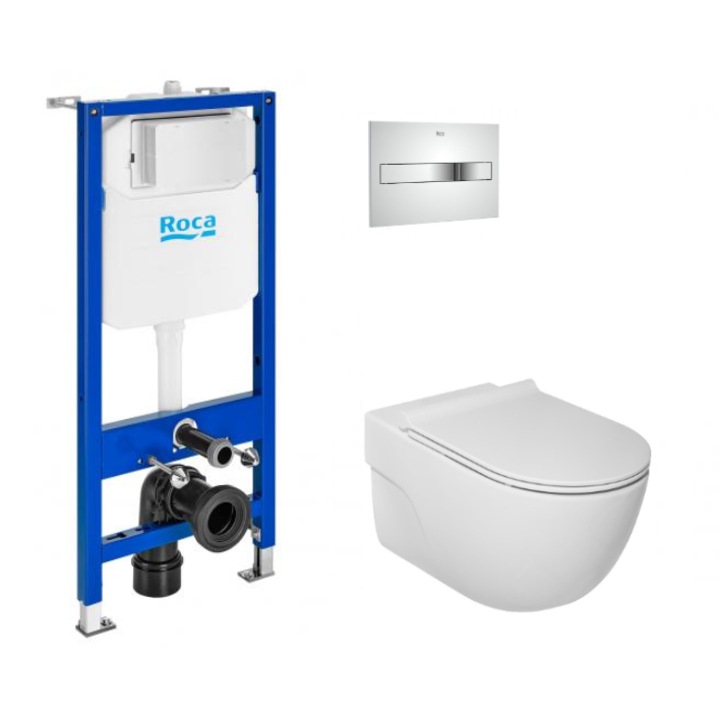 Set WC Suspendat Roca Meridian Compact 36 x 48 cm (clapeta 2 crom)