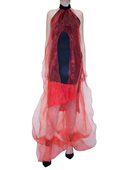 Rochie dama Organza dream, Alesandra, rosu/negru