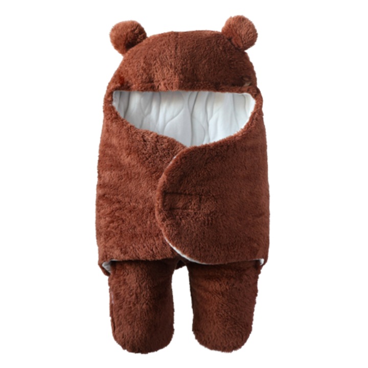 Sac de dormit pentru bebelusi Petit Ours, Viser, bumbac, 66 cm, 0-6 luni, maro