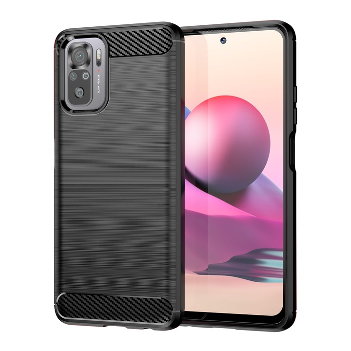 Защитен калъф, съвместим с Xiaomi Redmi Note 10/Note 10S, функция против приплъзване, TPU, черен