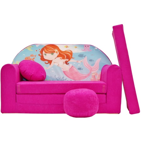 Set canapea extensibila pentru copii, Pro Cosmo, suport pentru picioare, roz, H4 168 x 98 x 59 cm