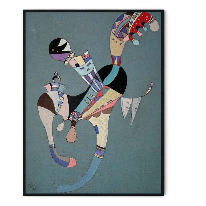 Tablou decorativ color, Intaglio, Abstract, A Floating Figure de Wassily Kandinsky, fara rama, print pe hartie foto Fine Art, pentru living modern 50 cm 70 cm