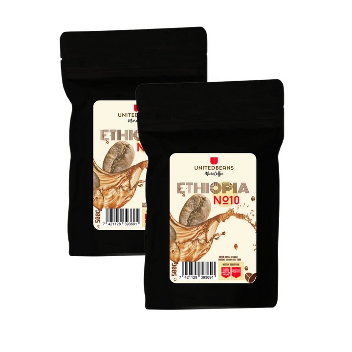 UnitedBeans, 2 x 500g Sidamo Ato Tona szemes kávé Etiópia No 10, 100% arabica