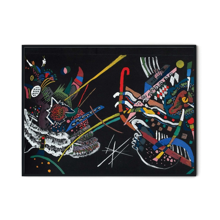 Tablou decorativ color, Intaglio, Abstract, Exhibit of Juryfreie de Wassily Kandinsky, fara rama, print pe hartie foto Fine Art, pentru living 50 cm 70 cm