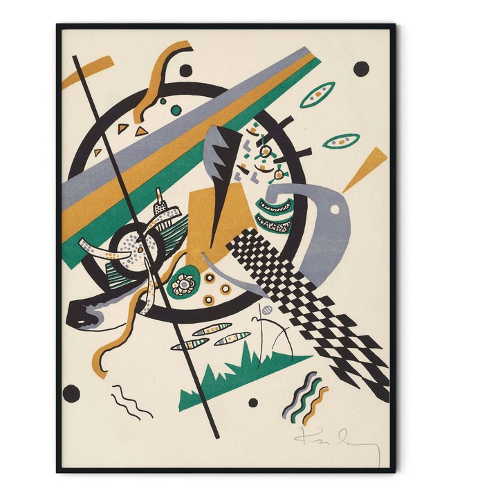 Tablou decorativ color, Intaglio, Abstract, Kleine Welten IV de Wassily Kandinsky, fara rama, print pe hartie foto Fine Art, pentru dormitor 61 cm 91 cm