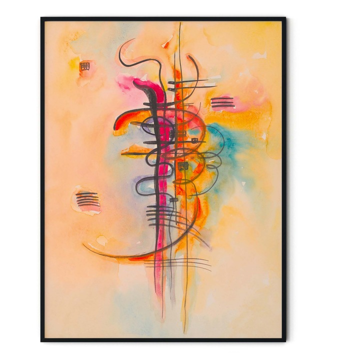 Tablou decorativ color, Intaglio, Abstract, Watercolor N°325 de Wassily Kandinsky, fara rama, print pe hartie foto Fine Art, pentru living modern 61 cm 91 cm