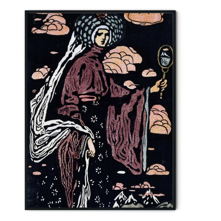 Tablou decorativ color, Intaglio, Abstract, The Mirror de Wassily Kandinsky, fara rama, print pe hartie foto Fine Art, pentru birou 61 cm 91 cm