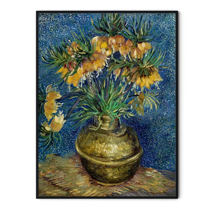 Tablou decorativ color, Intaglio, Clasic, flori, Imperial Fritillaries in a Copper Vase de Van Gogh, fara rama, print pe hartie foto Fine Art 91 cm 61 cm