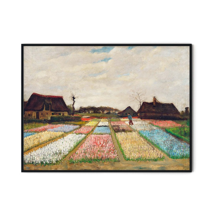 Tablou decorativ color, Intaglio, Clasic, camp cu flori, Flower Beds in Holland de Van Gogh, fara rama, print pe hartie foto Fine Art 91 cm 61 cm
