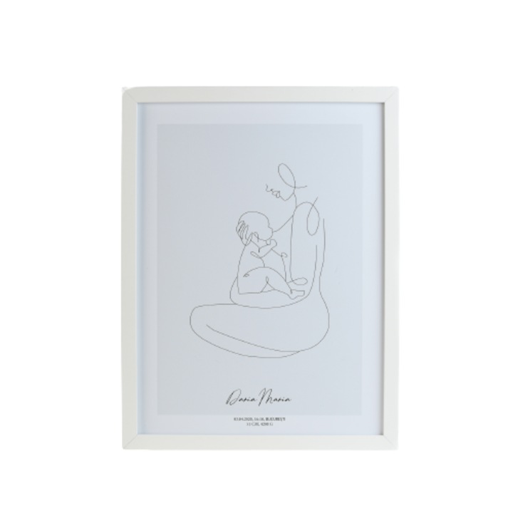 Tablou personalizat ARTLINE - Nou nascut, cu rama, print digital, 30 x 40 cm