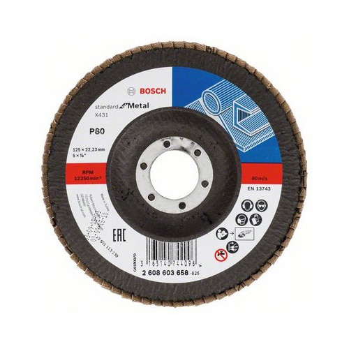 Disc degajare Bosch 2608603658, 125 mm diametru, 80 granulatie, 1 mm grosime